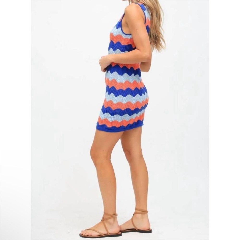 Electric & Rose Anthropologie Julia Crochet Chevron Mini Dress Size M - Picture 13 of 14